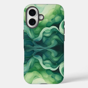 Abstrakte Grüne Waves Apple iPhone 16 Stummschaltu Hülle