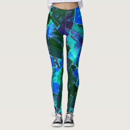 Abstrakte grüne Weideflächen und blauer Himmel, ei Leggings
