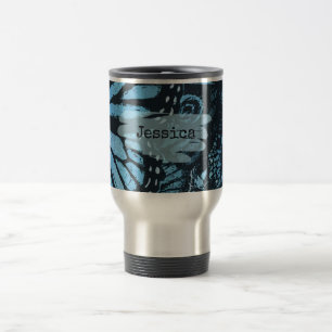 Abstrakte Grunge Blau Schmetterling Kunst Personal Reisebecher