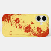 Abstrakte Grunge Blume Orangelbe Monogramm Case-Mate iPhone Hülle (Rückseite (Horizontal))