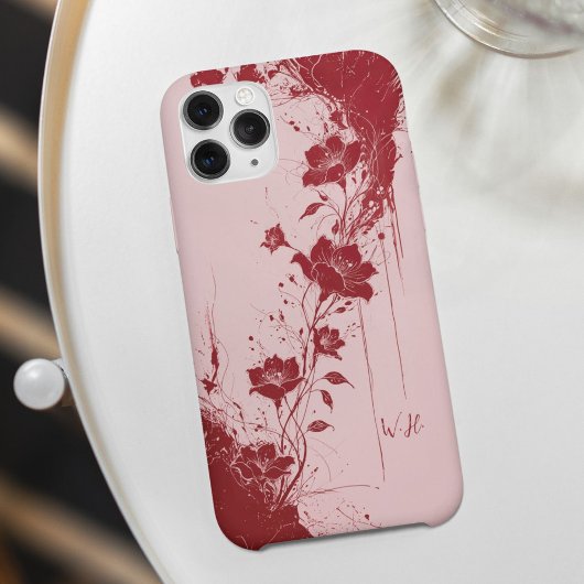 Abstrakte Grunge Blume Rosa Monogramm Case-Mate iPhone Hülle