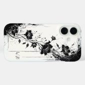 Abstrakte Grunge Blume Schwarz-weiß Monogramm Case-Mate iPhone Hülle (Rückseite (Horizontal))