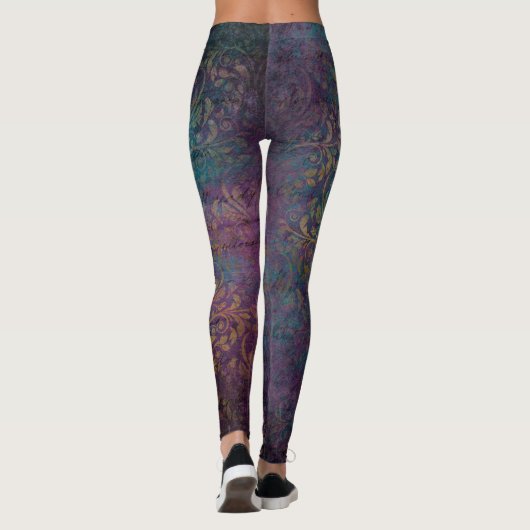 Abstrakte Grunge-Goldtexte Leggings (Rückseite)