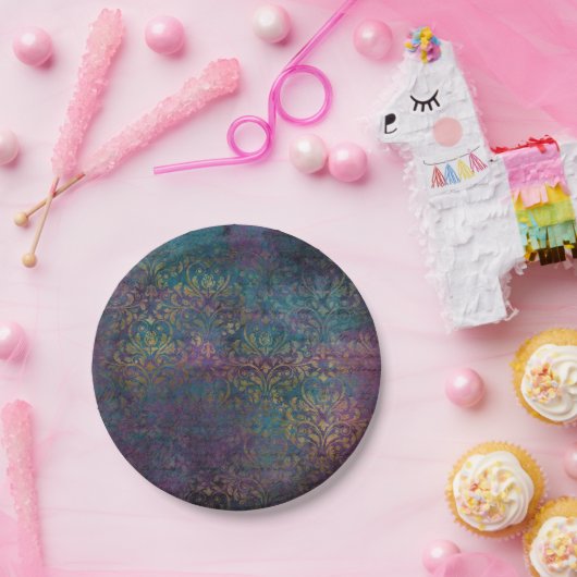 Abstrakte Grunge-Goldtexte Pappteller (Party)