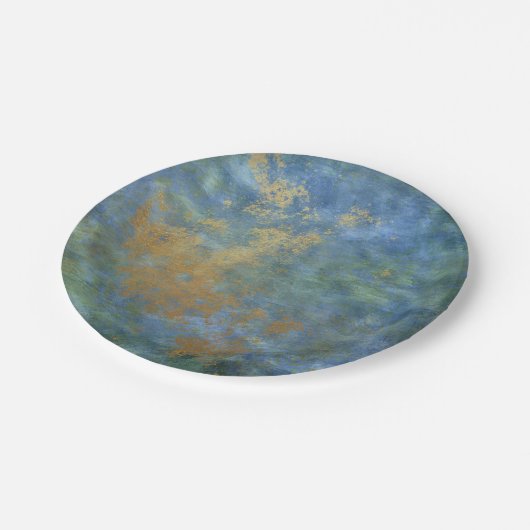 Abstrakte Grunge-Goldtexte Pappteller (Schrägansicht)