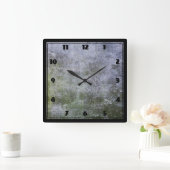Abstrakte Grunge Moos bedeckte Betonwand Textur Quadratische Wanduhr (Zuhause)