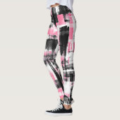 Abstrakte Grunge rosa weiß und schwarz Leggings (Links)