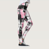 Abstrakte Grunge rosa weiß und schwarz Leggings (Rechts)