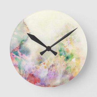 Abstrakte Grungebeschaffenheit mit Watercolorfarbe Runde Wanduhr