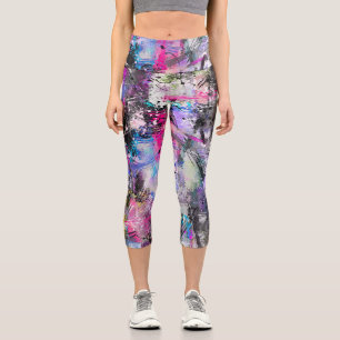 Abstrakte, grungelige Farbe Capri Leggings