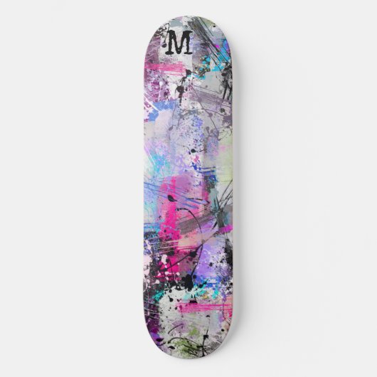 Abstrakte, grungelige Farbe Skateboard (Vorderseite)