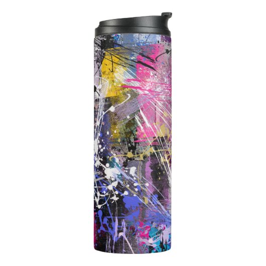 Abstrakte, grungelige Farbe Thermosbecher (Nach links gedreht)