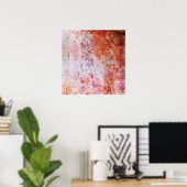 Abstrakte Grungy-Malerei in Rot und Weiß Poster (Heimbüro)