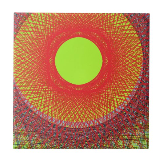 abstrakte Grünsonne Fliese (Vorderseite)