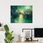 Abstrakte Grüntöne und Blues Moderne Malerei Poster (Heimbüro)