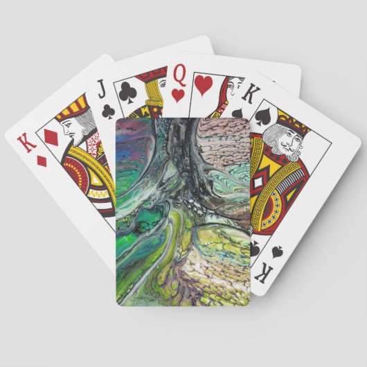 Abstrakte Grüntöne und Blues Spielkarten (Rückseite)