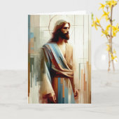 Abstrakte Grußkarte Jesus Portrait Karte (Gelbe Blume)