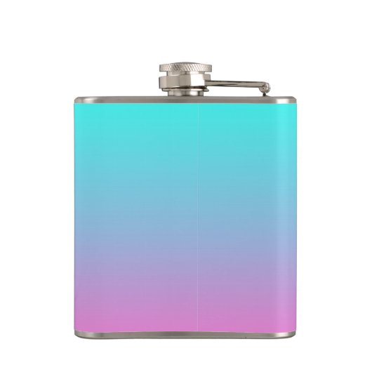 abstrakte, gürtelrosa, türkisfarbene Omeletöne Flachmann (Rückseite)