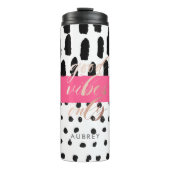 Abstrakte gute Namen-Reise-Trommel des Vibes-nur Thermosbecher (Vorderseite)