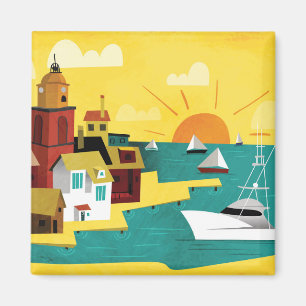 Abstrakte Hafen-Stadt Magnet