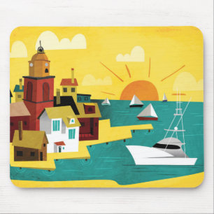 Abstrakte Hafen-Stadt Mousepad