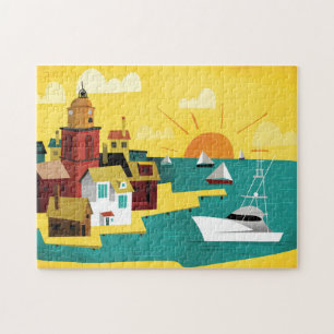 Abstrakte Hafen-Stadt Puzzle