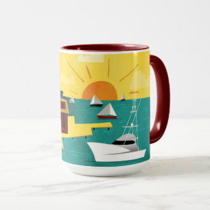 Abstrakte Hafen-Stadt Tasse