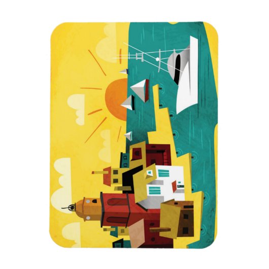 Abstrakte Hafenstadt Magnet (Vertikal)