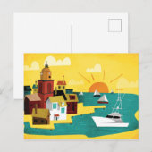 Abstrakte Hafenstadt Postkarte (Vorne/Hinten)