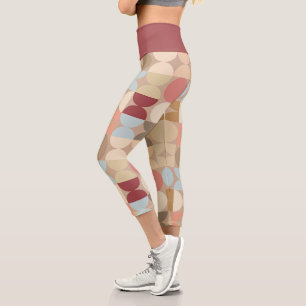 Abstrakte Halbkreise Mod Op Fusion Art Muster Capri Leggings