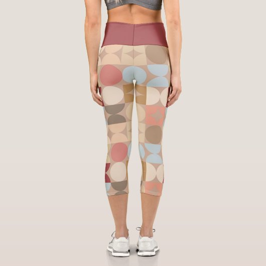 Abstrakte Halbkreise Mod Op Fusion Art Muster Capri Leggings (Rückseite)