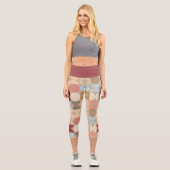 Abstrakte Halbkreise Mod Op Fusion Art Muster Capri Leggings (Vorderseite)