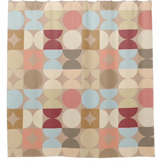 Abstrakte Halbkreise Mod Op Fusion Art Muster Duschvorhang (Vorderseite)