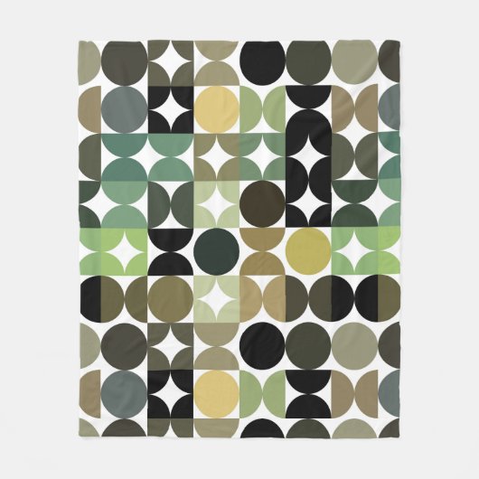 Abstrakte Halbkreise Mod Op Fusion Art Muster Fleecedecke (Vorderseite)