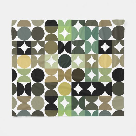 Abstrakte Halbkreise Mod Op Fusion Art Muster Fleecedecke (Vorderseite (Horizontal))