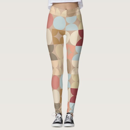 Abstrakte Halbkreise Mod Op Fusion Art Muster Leggings (Vorderseite)