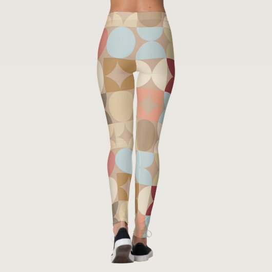 Abstrakte Halbkreise Mod Op Fusion Art Muster Leggings (Rückseite)