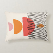 Abstrakte Halbkreiswellen Fische Kissen 16" x 12"