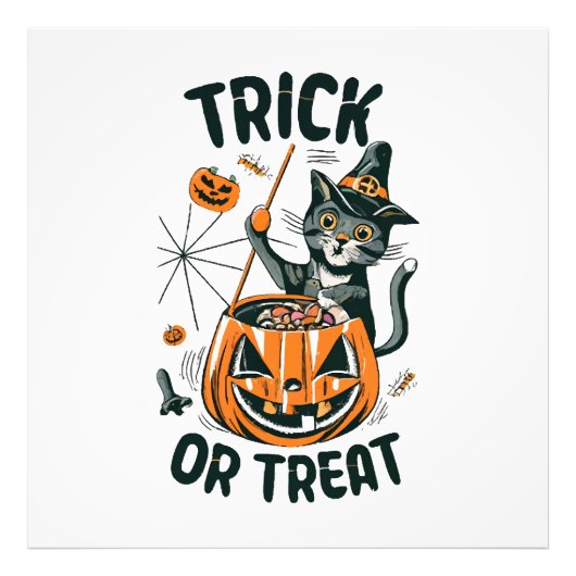 Abstrakte Halloween-Katze Fotodruck (Vorne)
