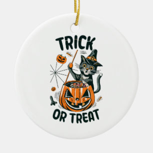 Abstrakte Halloween-Katze Keramik Ornament