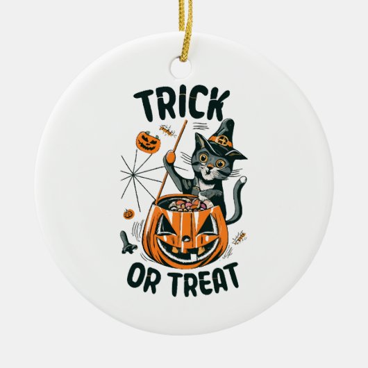 Abstrakte Halloween-Katze Keramik Ornament (Vorne)