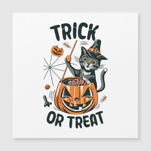 Abstrakte Halloween-Katze Magnetkarte (Vorderseite)