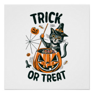 Abstrakte Halloween-Katze Poster
