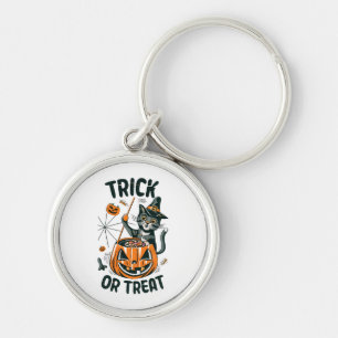 Abstrakte Halloween-Katze Schlüsselanhänger
