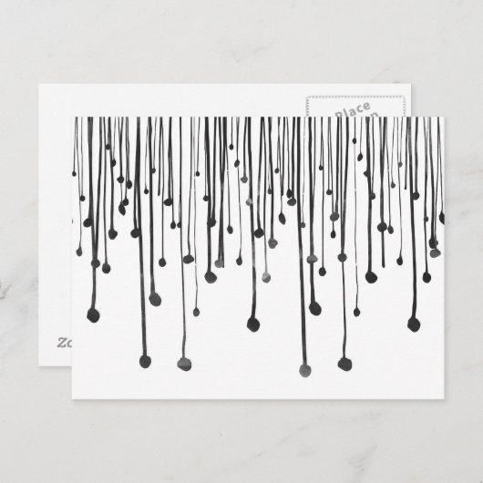 Abstrakte Hand gezogene Schwarz-weiße Wassertropfe Postkarte (Vorne/Hinten)