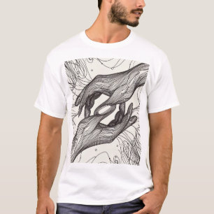 Abstrakte Hand Line Art Design T-Shirt