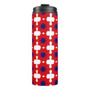 Abstrakte Hand Zeichnend 70er geometrischer Fliese Thermosbecher