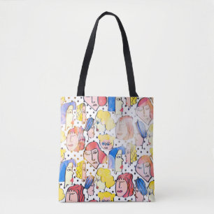 Abstrakte Hand zeichnend Frau konfrontiert Cartoon Tasche