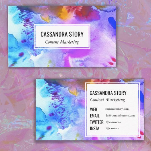 Abstrakte handbemalte Aquarellsteine Visitenkarte