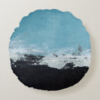 Abstrakte handbemalte Landschaft Rundes Kissen
